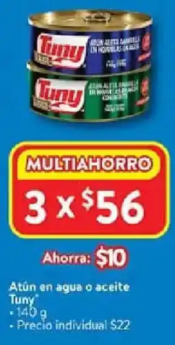 Walmart Tuny atún en agua o aceite oferta