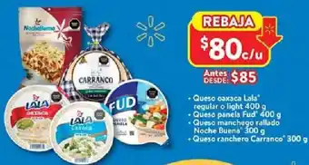 Walmart Lala regular o light queso oaxaca oferta