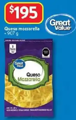 Walmart Great value queso mozzarella oferta