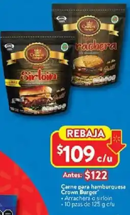 Walmart Crown burger carne para hamburguesa oferta