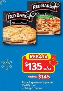 Walmart Red baron pizza 4 quesos o suprema oferta