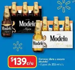 Walmart Modelo cerveza clara u oscura oferta