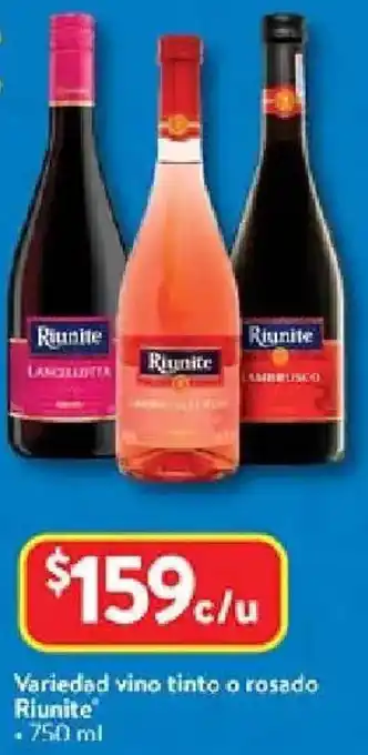 Walmart Riunite variedad vino tinto o rosado oferta