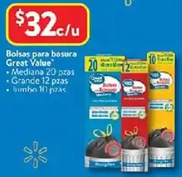 Walmart Great value bolsas para basura oferta