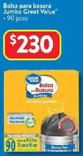 Walmart Great value bolsa para basura jumbo oferta