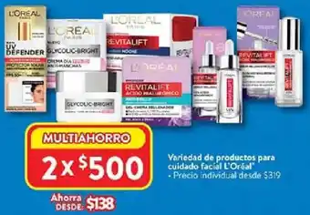 Walmart L'oréal variedad de productos para cuidado facial oferta