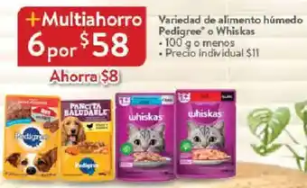 Walmart Pedigree o whiskas variedad de alimento húmedo oferta