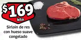 Soriana Mercado Sirloin de res con hueso suave congelado oferta