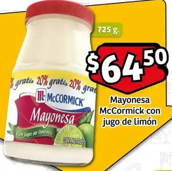 Soriana Mercado Mccormick mayonesa con jugo de limón oferta