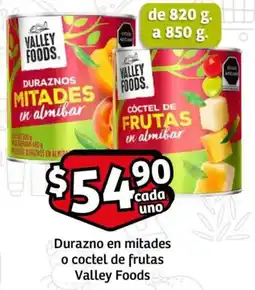 Valley foods durazno en mitades o coctel de frutas