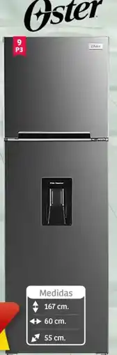 Soriana Mercado Oster refrigerador 9p3 con despachador marca oferta