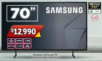 Soriana Mercado Samsung crystal uhd pantalla 70" oferta