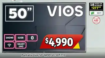 Soriana Mercado Vios smart tv pantalla 50" oferta