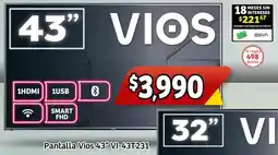 Soriana Mercado Vios smart tv pantalla 43" oferta