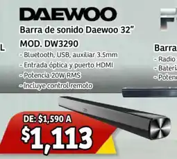 Soriana Mercado DAEWOO Barra de sonido 32" oferta