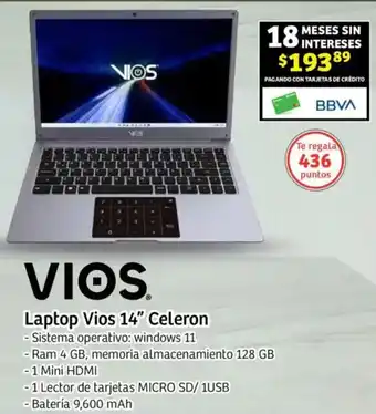 Soriana Mercado Vios laptop 14" celeron oferta