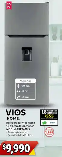 Soriana Mercado Vios home refrigerador oferta