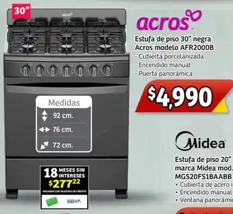 Soriana Mercado Acros medidas estufa de piso 30″ oferta