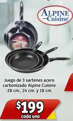 Soriana Mercado Juego de 3 sartenes acero carbonizado alpine cuisine oferta