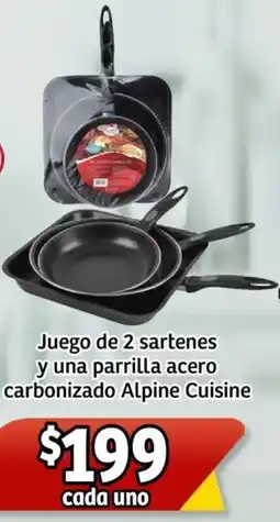 Soriana Mercado Juego de 2 sartenes y una parrilla acero carbonizado alpine cuisine oferta