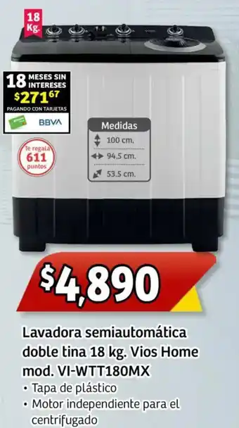 Soriana Mercado Vios home lavadora semiautomática doble tina oferta