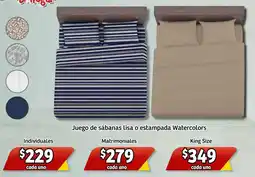 Soriana Mercado Juego de sábanas lisa o estampada watercolors oferta