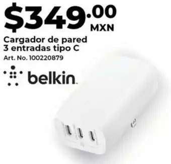 Office Depot Belkin cargador de pared 3 entradas tipo c oferta