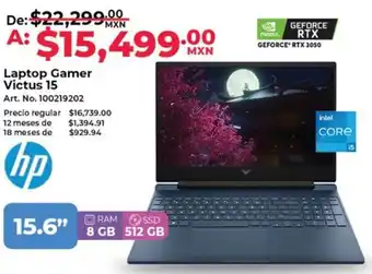 Office Depot Hp laptop gamer victus 15.6" oferta