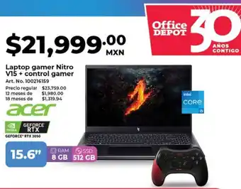 Office Depot Acer laptop gamer nitro v15+ control gamer 15.6" oferta