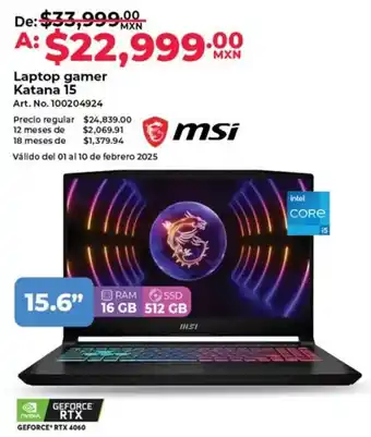 Office Depot msi laptop gamer katana 15 oferta