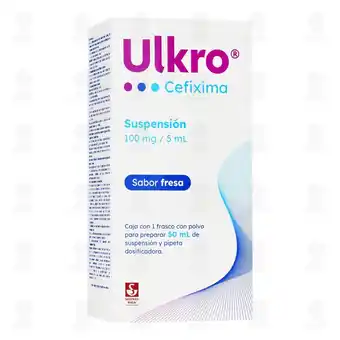 Farmacias Guadalajara Ulkro 100mg/5ml Suspensión Sabor Fresa, 50 ml oferta