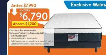 Walmart Colchon + Box Matrimonial Spring Air Aloe Vera Fragrance Active oferta