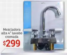 Soriana Híper Mezcladora alta 4" lavabo cromada oferta