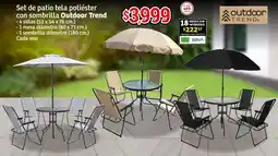 Soriana Híper Outdoor trend set de patio tela poliéster con sombrilla oferta