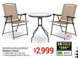 Soriana Híper Outdoor trend set bistro tela poliéster oferta