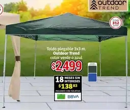 Soriana Híper Outdoor trend toldo plegable color verde o azul oferta