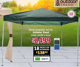 Soriana Híper Outdoor trend toldo plegable color verde o azul oferta