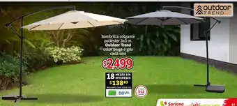 Soriana Híper Outdoor trend sombrilla colgante poliéster oferta