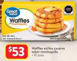 Walmart Great value waffles estilos caseros sabor mantequilla oferta