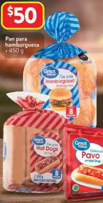 Walmart Great value pan para hamburguesa oferta