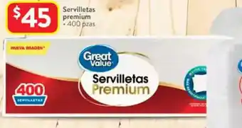 Walmart Great value servilletas premium oferta