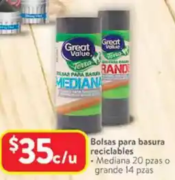 Walmart Great value bolsas para basura reciclables oferta