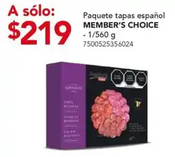 City Club Member's choice paquete tapas español oferta