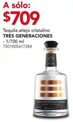 City Club Tres generaciones tequila añejo cristalino oferta