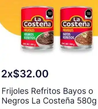 OXXO La costeña frijoles refritos bayos o negros oferta