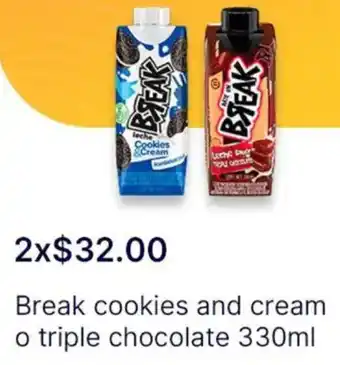 OXXO Break cookies and cream o triple chocolate oferta