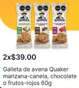 OXXO Galleta de avena quaker manzana-canela, chocolate frutos-rojos oferta