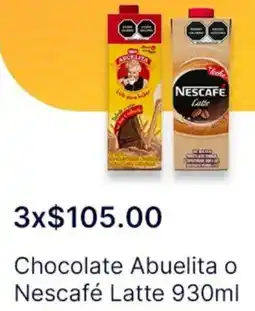 OXXO Chocolate abuelita o nescafé latte oferta