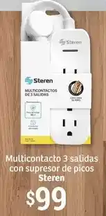 Soriana Híper Steren - multicontacto 3 salidas con supersor de picos oferta