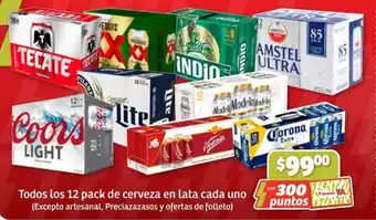 Soriana Híper Todos los 12 pack de cerveza en lata cada uno oferta